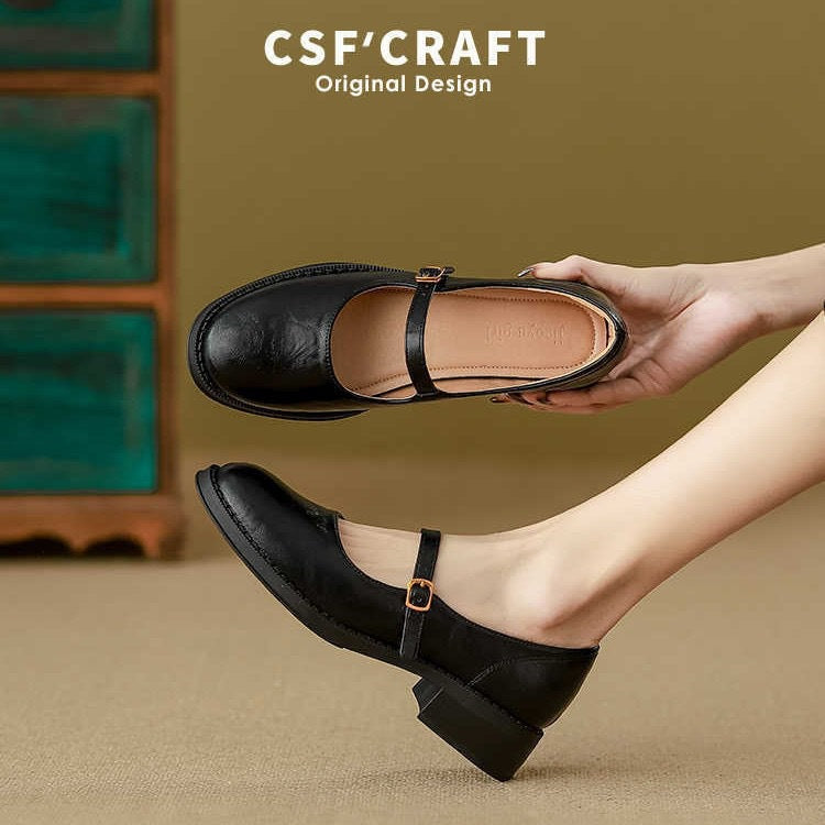 Women’s Sheepskin Block-Heel Mary Jane Shoes