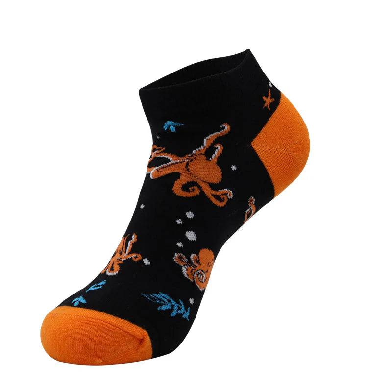 Unisex Abstract Geometric No-Show Socks – Lightweight Summer Casual Boat Socks