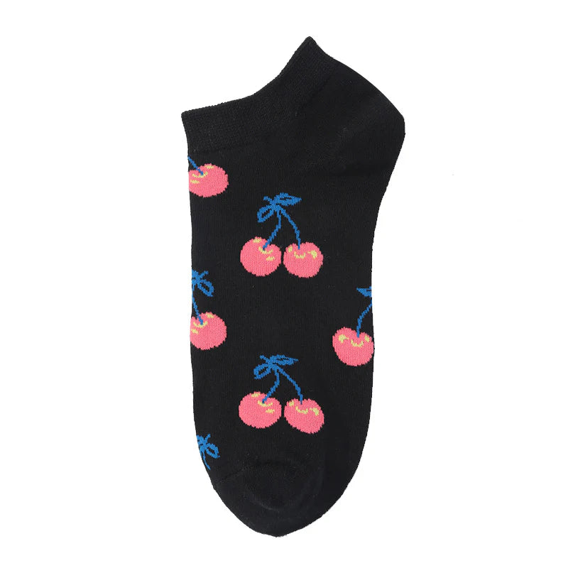 Unisex Playful Fruit Low Cut Socks – Lightweight Cotton Summer Boat Socks