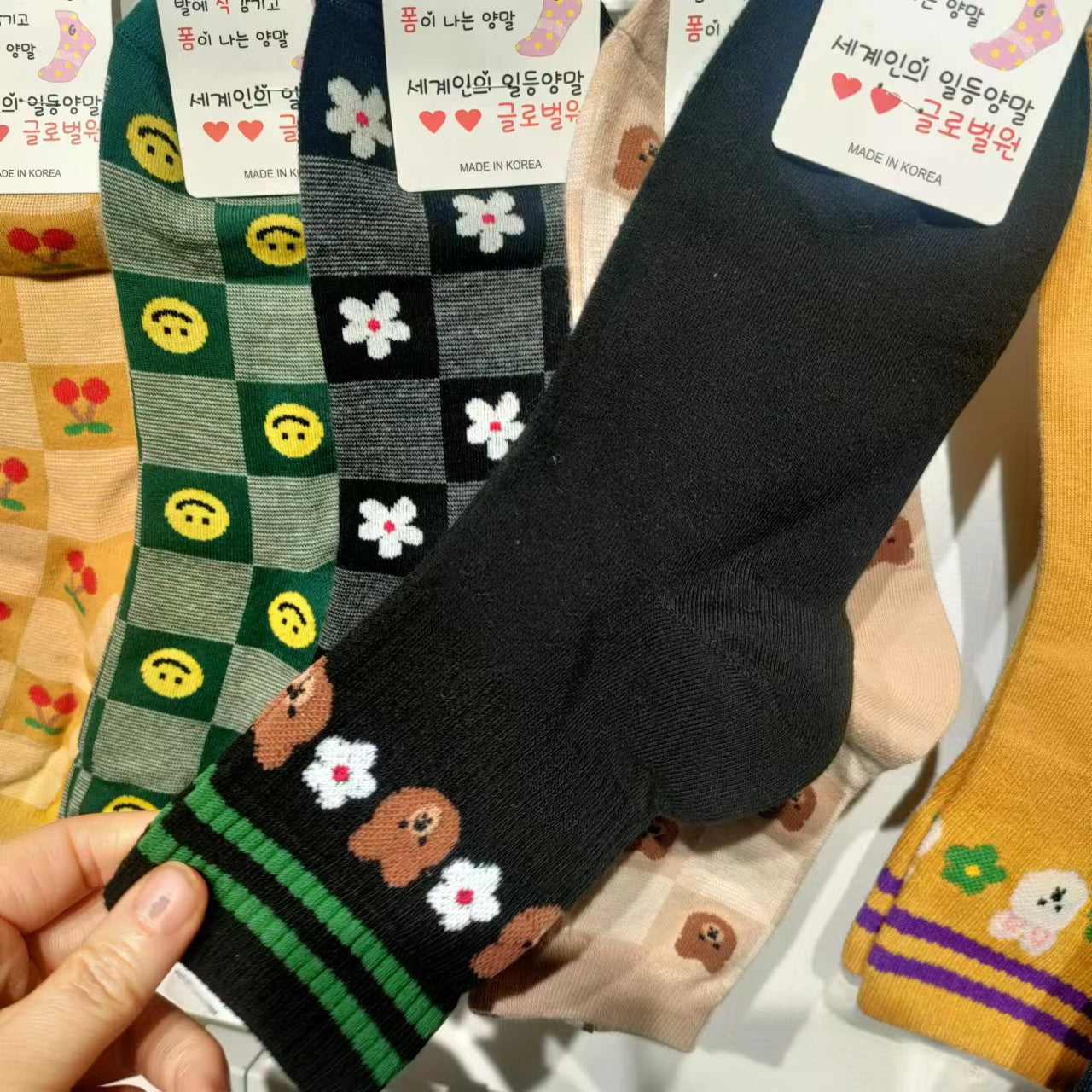 Women’s Colorblock Check Floral Animal Crew Socks – British-Inspired Cotton Socks