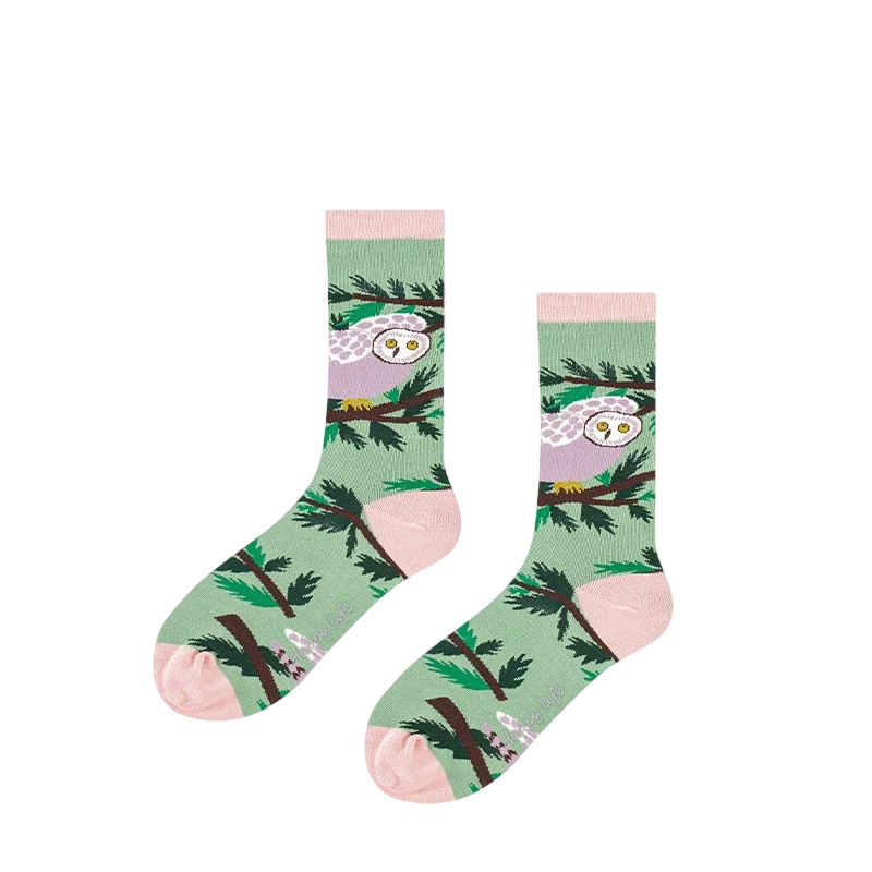 Women’s Museum-Inspired Animal High-Crew Socks – Cute Cotton-Blend Art Socks