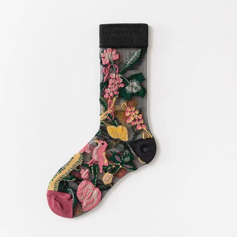 Nature Stories Sheer Art Crew Socks - Trailing Vine