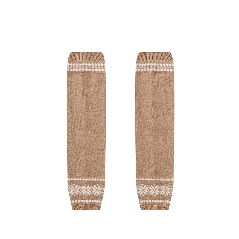 Women’s Gray Fair Isle Snowflake Leg Warmers – Slouchy Winter Boot Cuffs