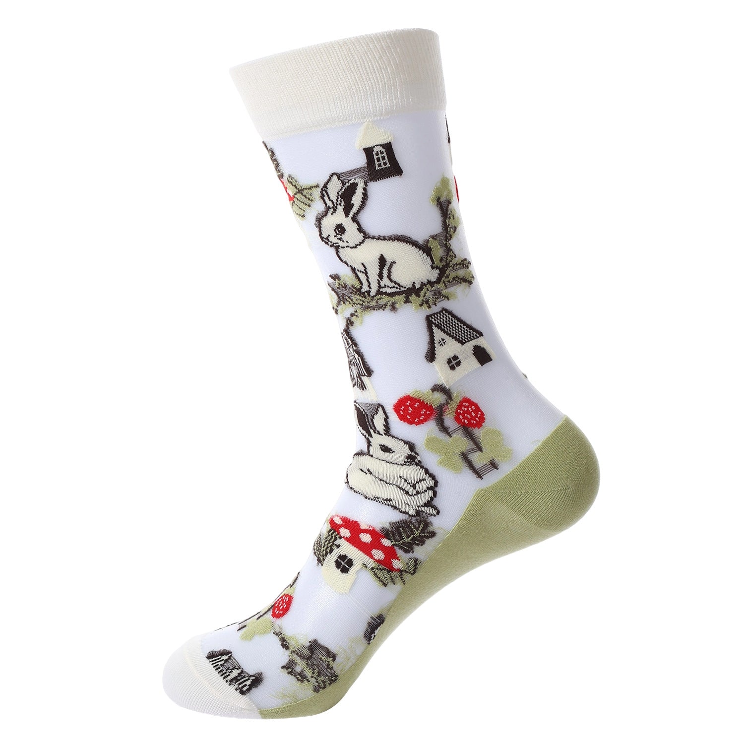 Sheer Floral Butterfly Crew Socks