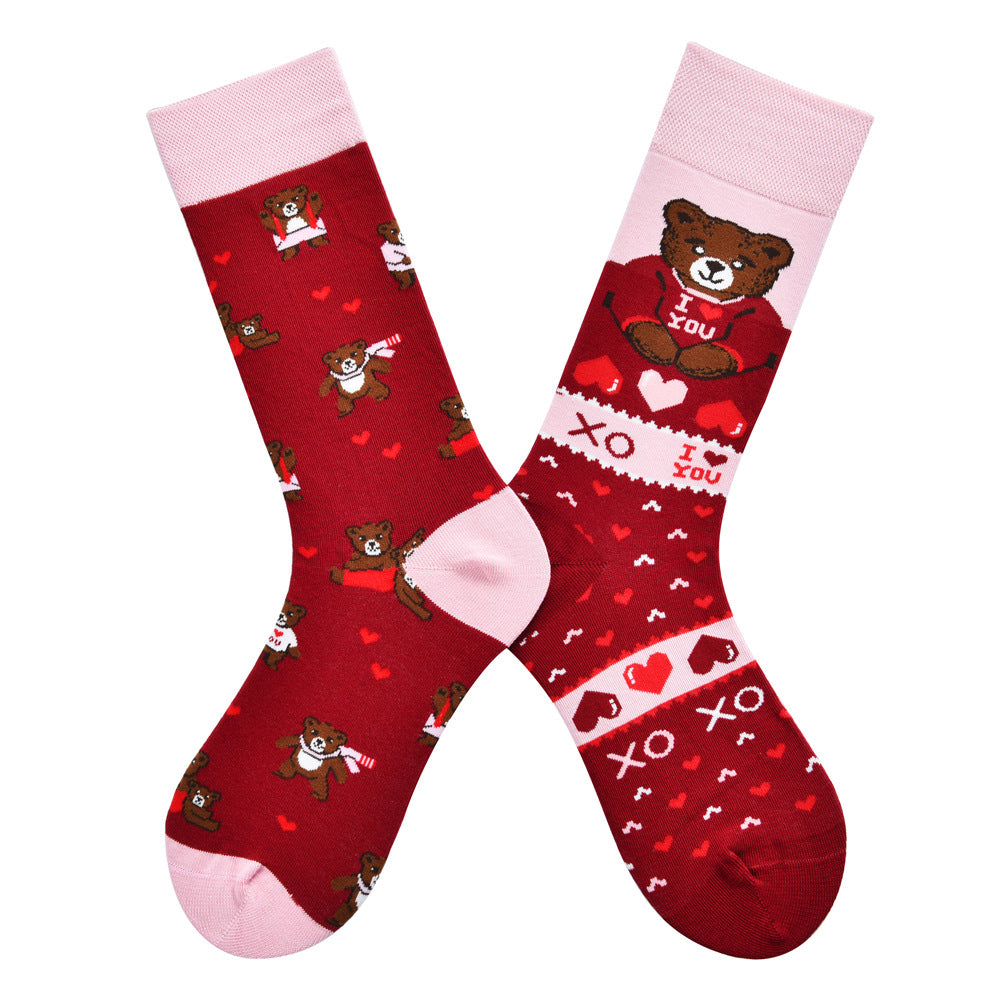 Women’s Contrasting Pair Long Socks – Cartoon Woven All-Season Fashion Socks