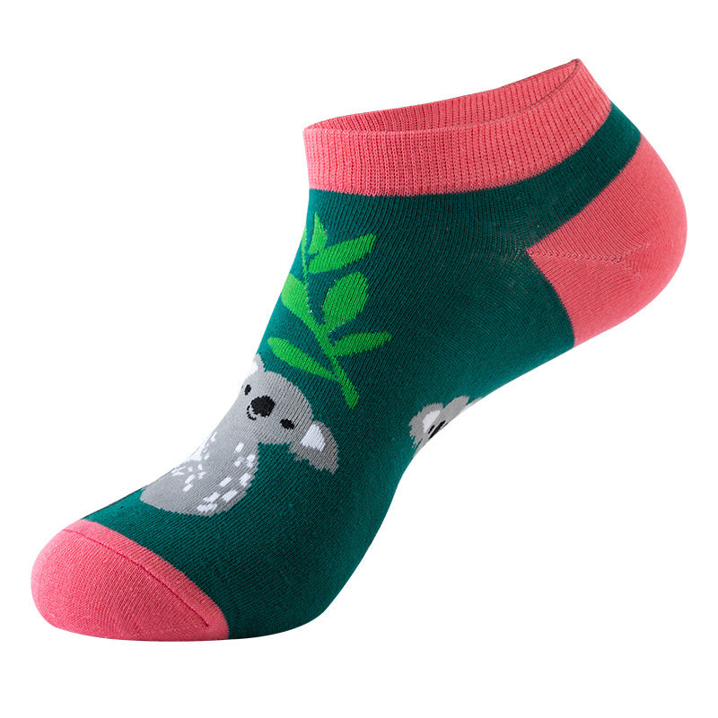 Unisex Animal Print No-Show Socks – Thin Cotton Spring Summer Boat Socks