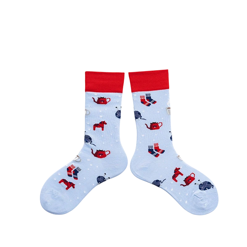Unisex Playful Doodle Mid-Calf Socks – Casual Couple Streetwear Socks
