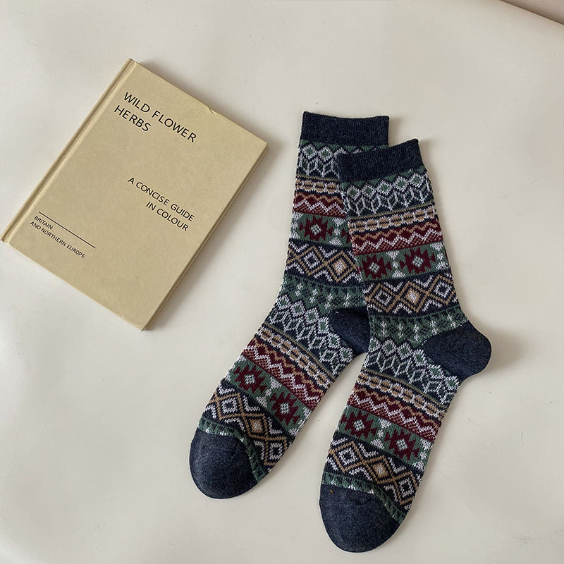 Women’s Renaissance Folk Wave Crew Socks – Vintage Pattern Cotton Socks