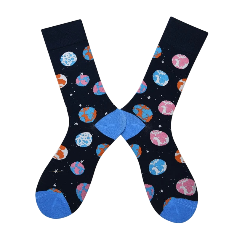 Women’s Cartoon Fruit High-Crew Socks – Playful Cotton-Blend Couple Socks