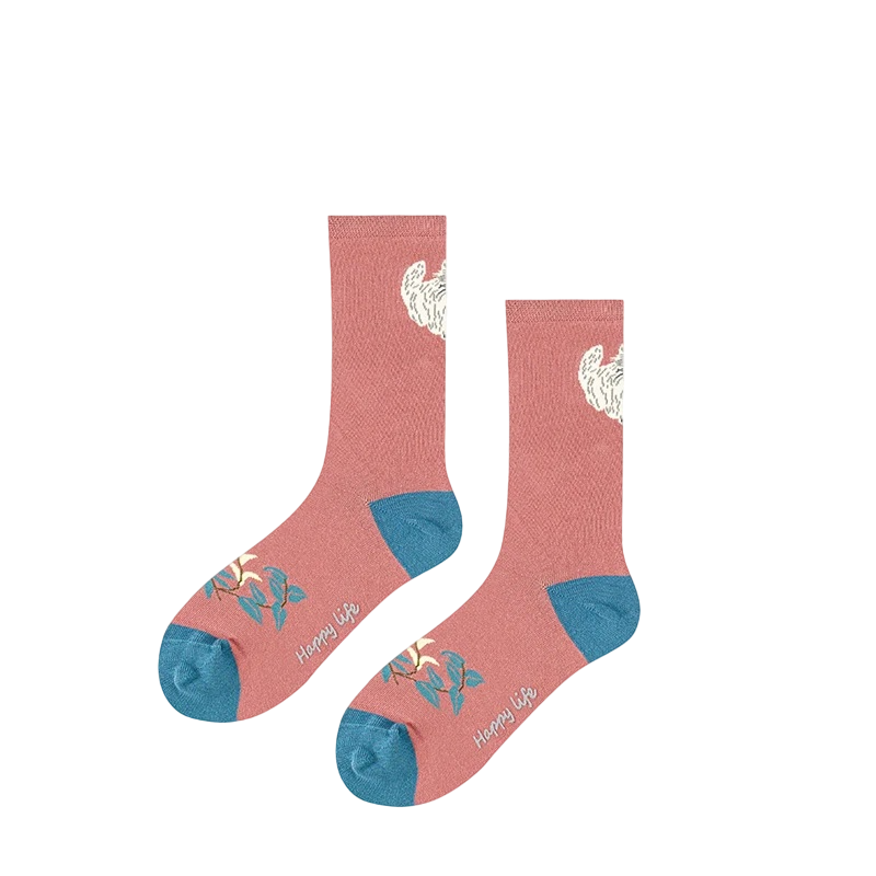 Women’s Painted Pet Portrait Crew Socks – Refined Japanese-Style Fashion Socks
