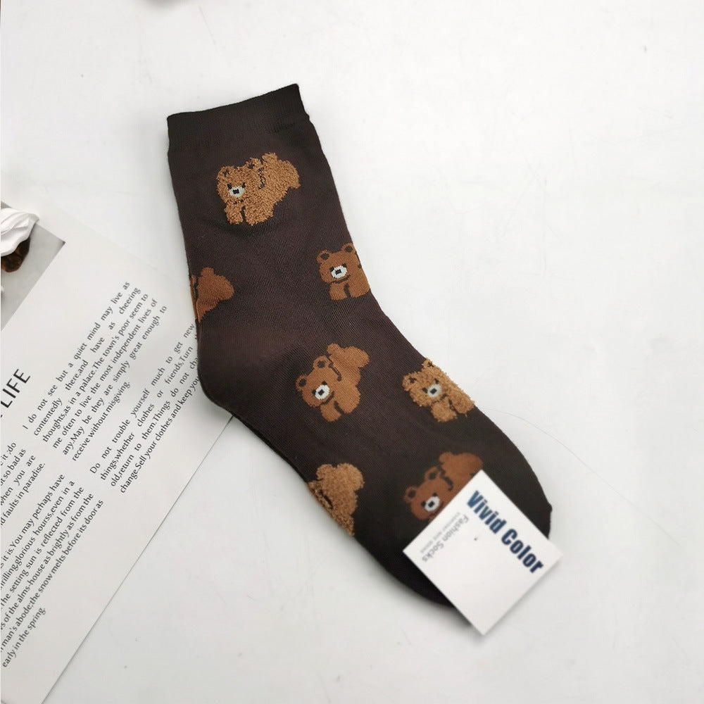Women’s Campus Animal Crew Socks – Cute Moisture-Absorbing Cotton Socks