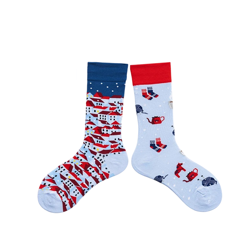 Unisex Split-Pair Cartoon Crew Socks – Creative Cotton-Blend Fall Winter Socks
