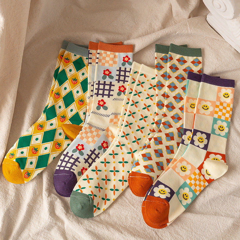 Women’s Sunflower Knee-High Socks – French-Inspired Preppy Sport Socks