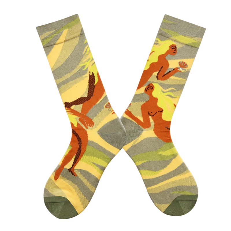Women’s Forest Fern Mid-Calf Socks – Nature-Inspired Fall Winter Fashion Socks