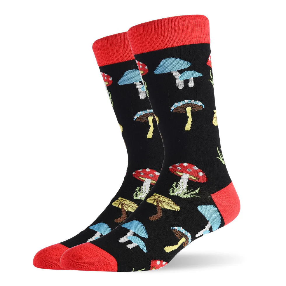 Men’s Mustache Sea Creature Long Socks – Fun Cold Weather Crew Socks
