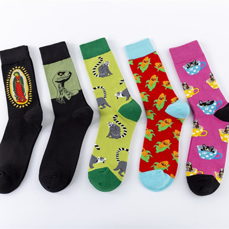 Creative Novelty Crew Socks - Black Dinosaur