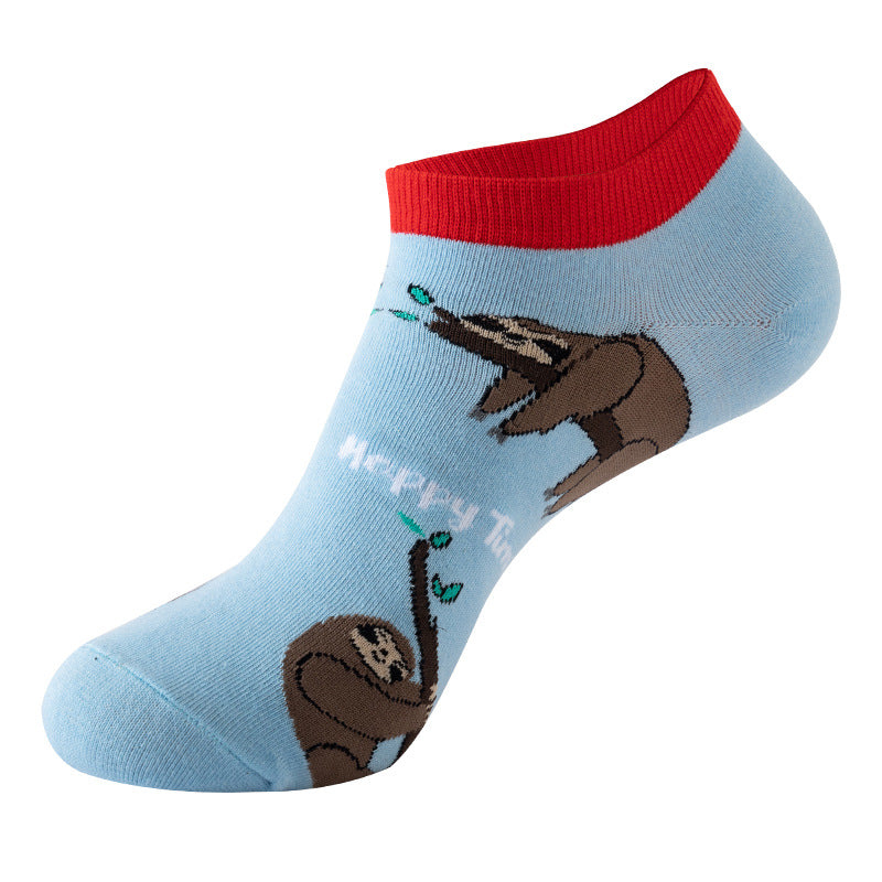 Unisex Animal Print No-Show Socks – Thin Cotton Spring Summer Boat Socks