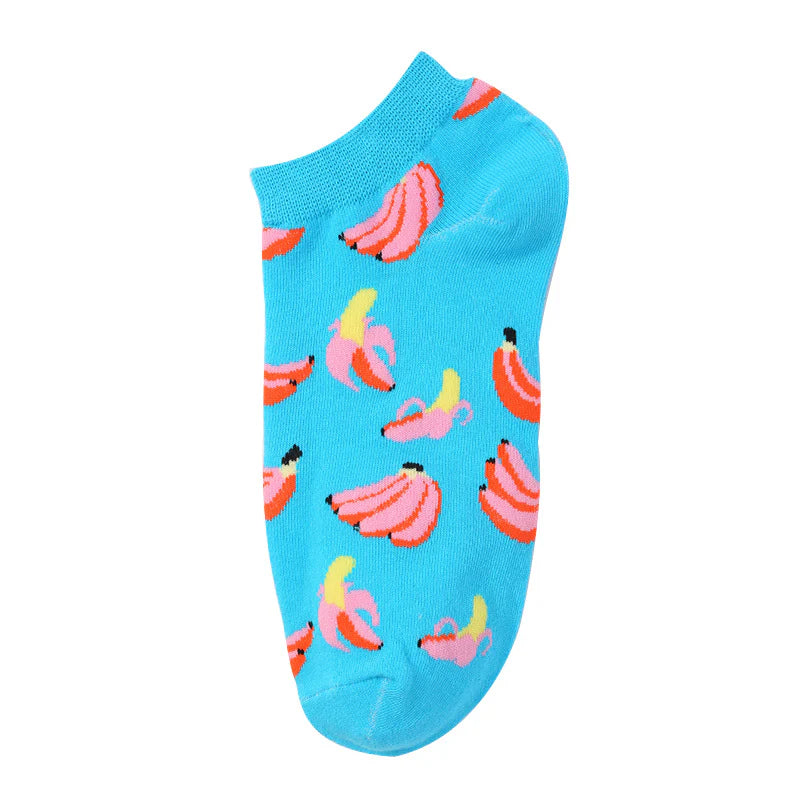 Unisex Playful Fruit Low Cut Socks – Lightweight Cotton Summer Boat Socks