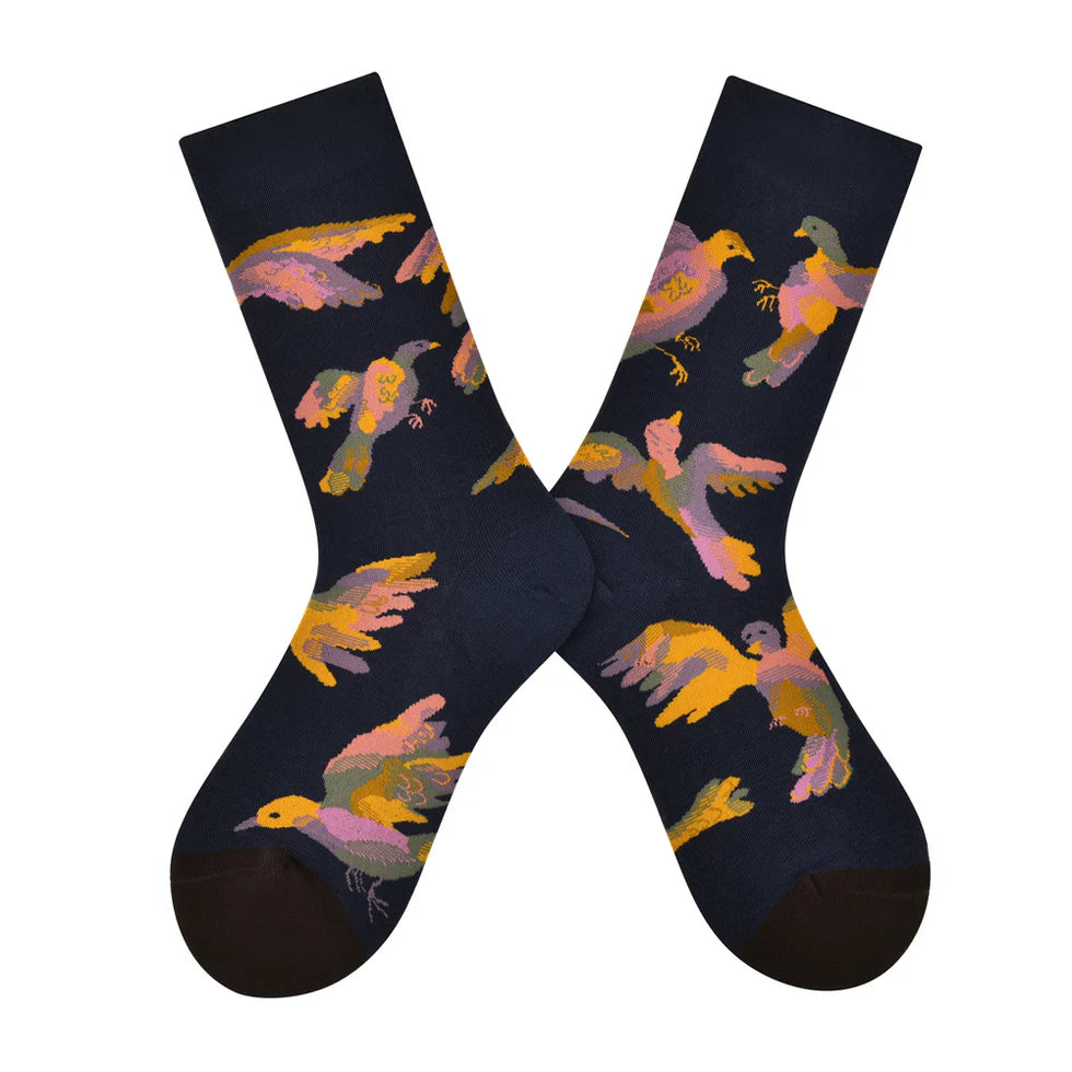 Women’s Asymmetric Jacquard Mid-Calf Socks – Creative All-Season Casual Socks