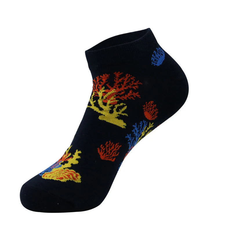 Unisex Fun Fruit & Sea Animal No-Show Socks – Thin Summer Cotton Boat Socks