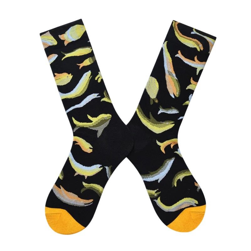 Women’s Pressed Leaf Long Crew Socks – Elegant Nature-Themed Winter Socks