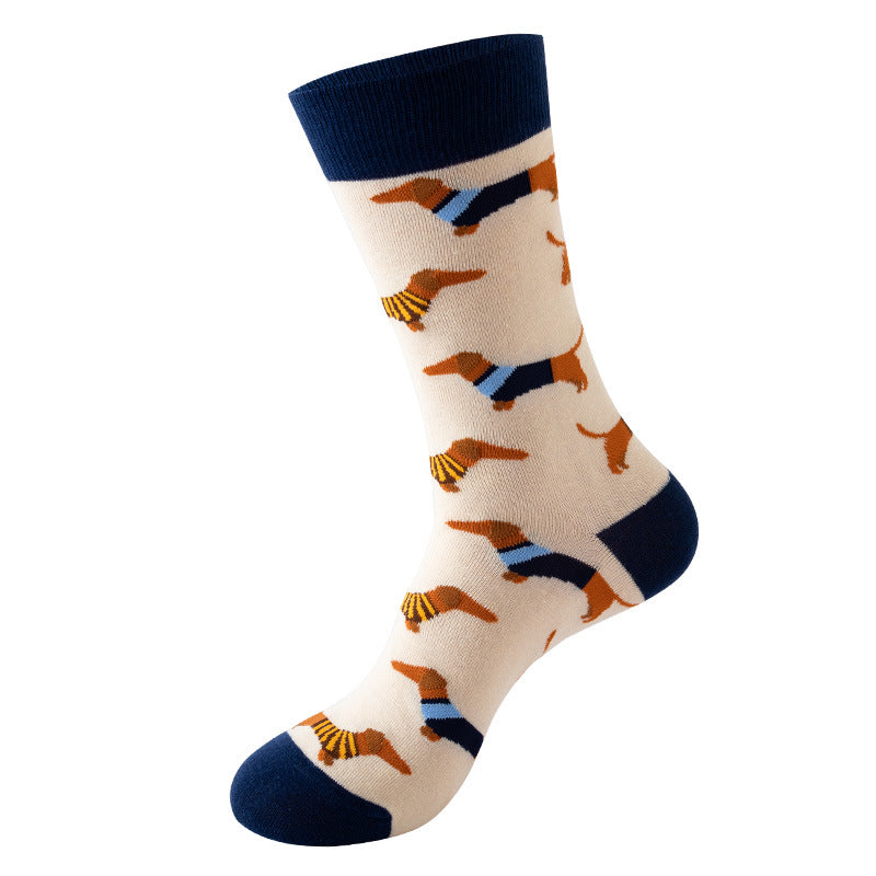 Unisex Crazy Critter Mid-Calf Socks – Novelty Cotton Socks for Autumn Winter