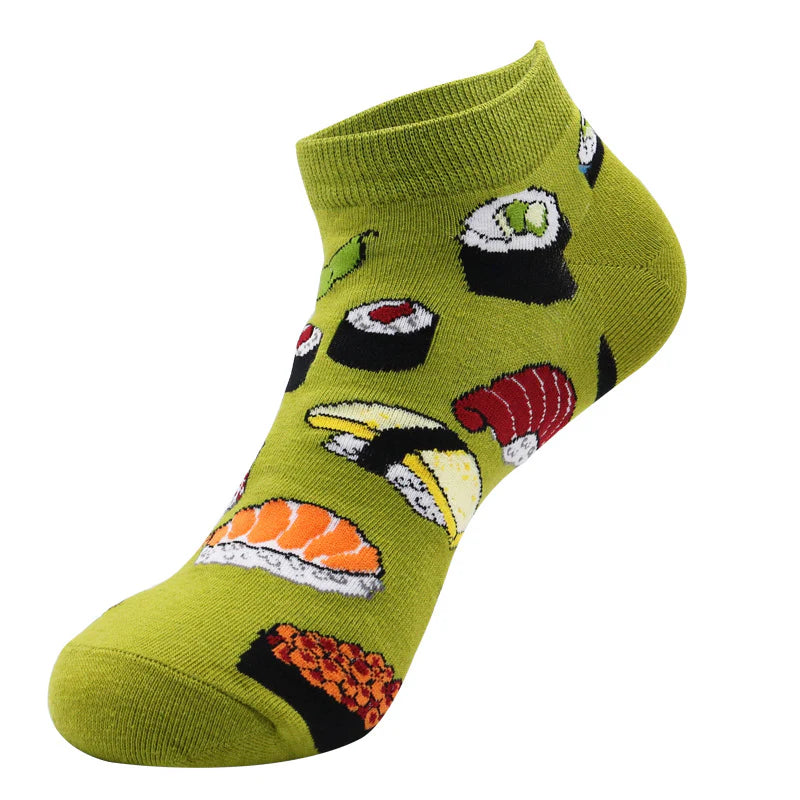Men’s Playful Produce Boat Socks – Breathable Low-Cut Spring Summer Socks