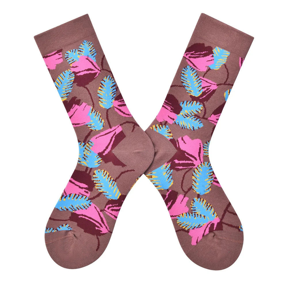 Unisex Contrast Cartoon Mid-Calf Socks – Artsy Vintage Couple Streetwear Socks