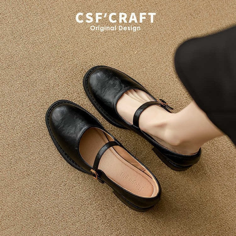 Women’s Sheepskin Block-Heel Mary Jane Shoes