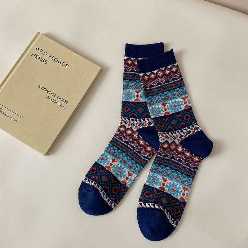 Women’s Renaissance Folk Wave Crew Socks – Vintage Pattern Cotton Socks