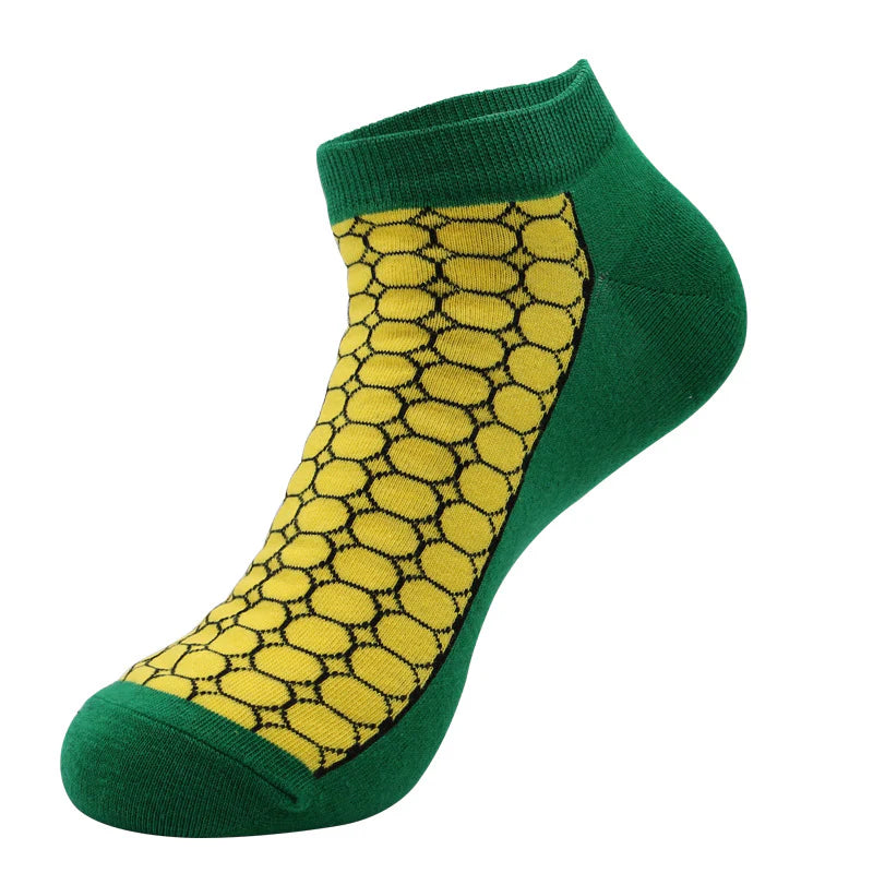 Men’s Playful Produce Boat Socks – Breathable Low-Cut Spring Summer Socks