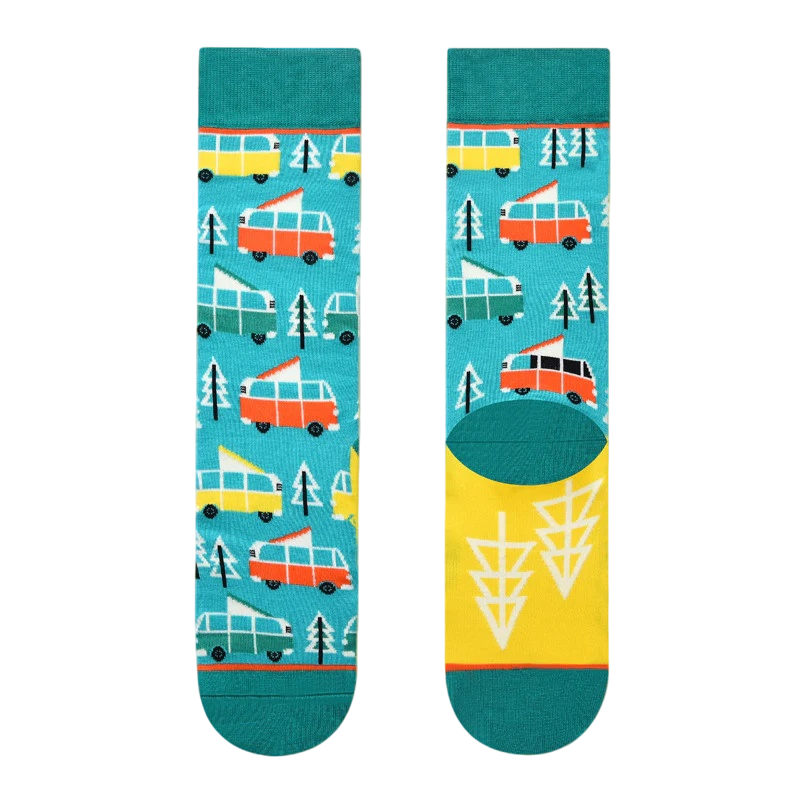 Women’s Quirky Illustration Long Crew Socks – Casual Cotton-Blend Art Socks