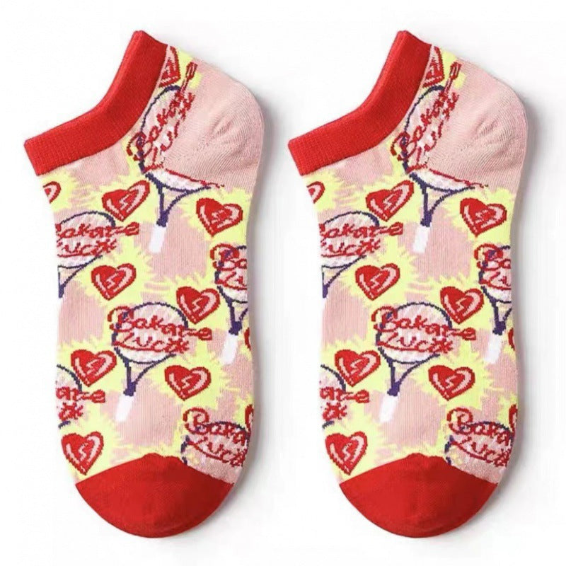 Unisex Vintage Storybook Low-Cut Socks – Japanese-Inspired Preppy Cotton Socks