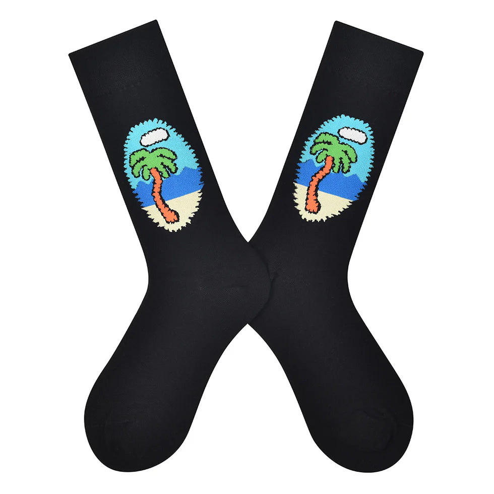 Women’s Dopamine Color Crew Socks – Playful Happy Letter Casual Socks
