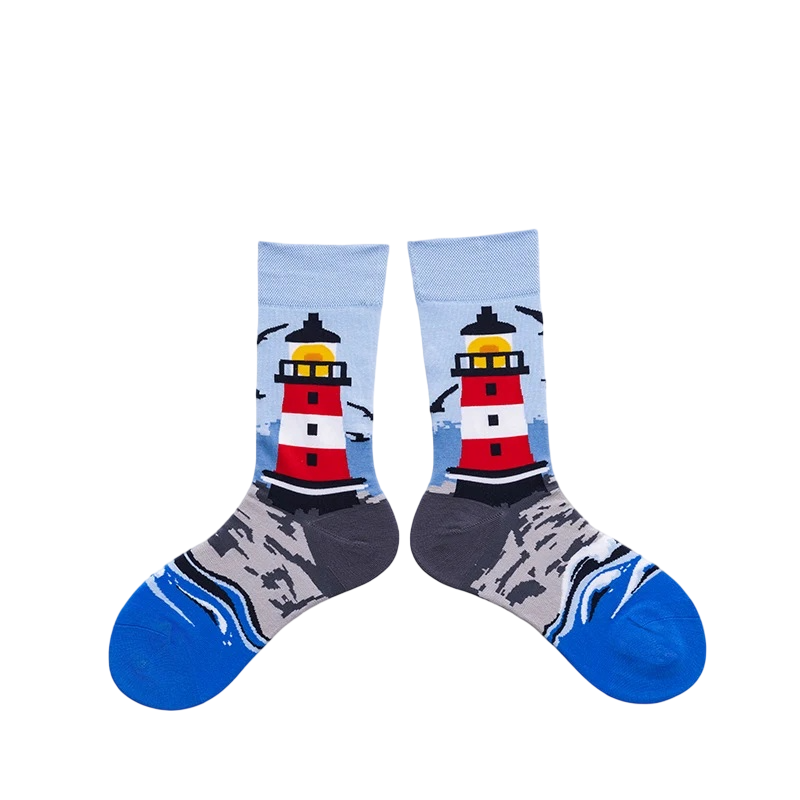 Unisex Animated Symbol Crew Socks – Modern Fall Winter Couple Socks