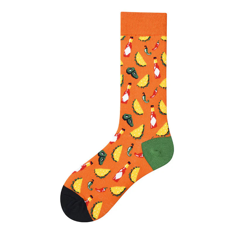 Women’s Cartoon Burger Crew Socks – Cute Nordic-Inspired Food Socks