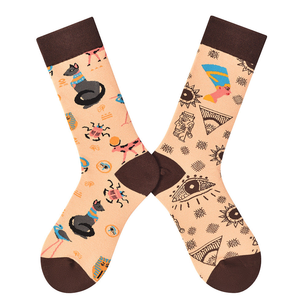 Women’s Asymmetric Pair Crew Socks – Playful Sporty Spring Casual Socks