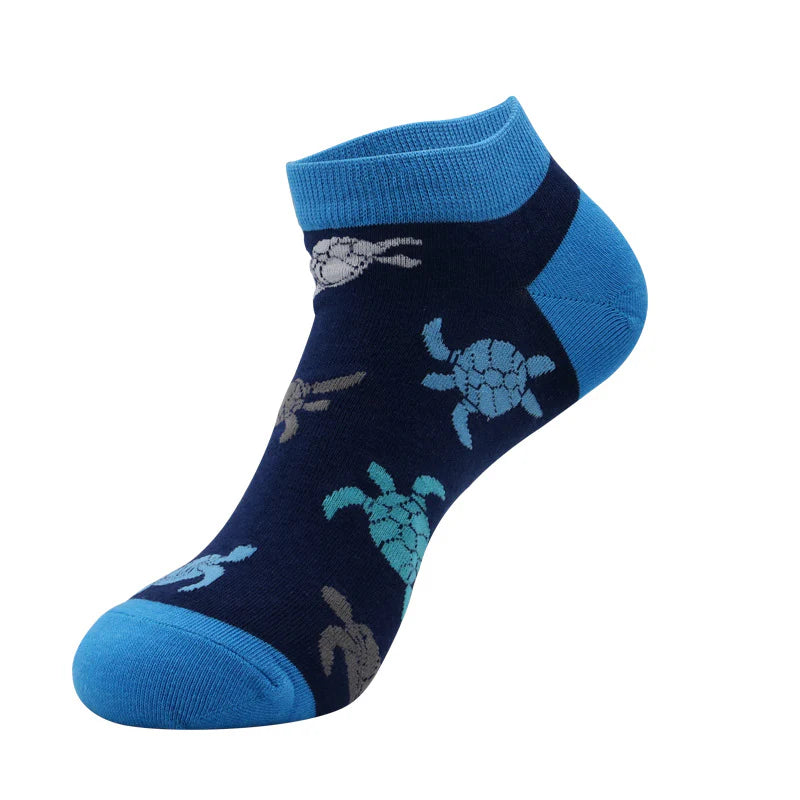 Unisex Fun Fruit & Sea Animal No-Show Socks – Thin Summer Cotton Boat Socks