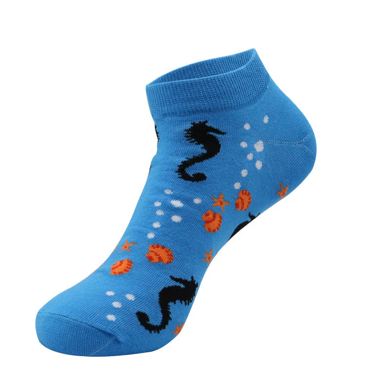 Unisex Fun Fruit & Sea Animal No-Show Socks – Thin Summer Cotton Boat Socks