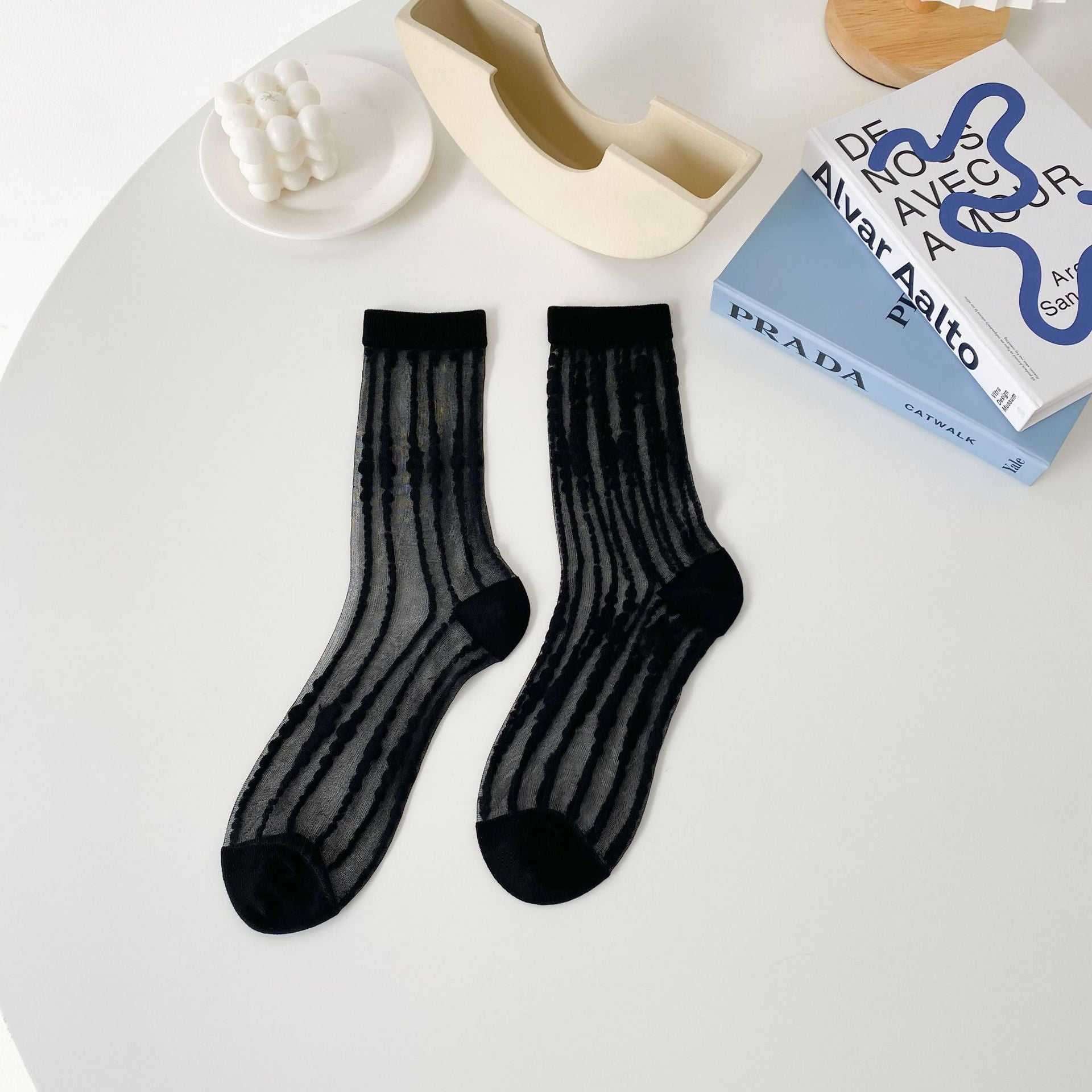 Mono Muse Sheer Stripe & Dot Crew Socks