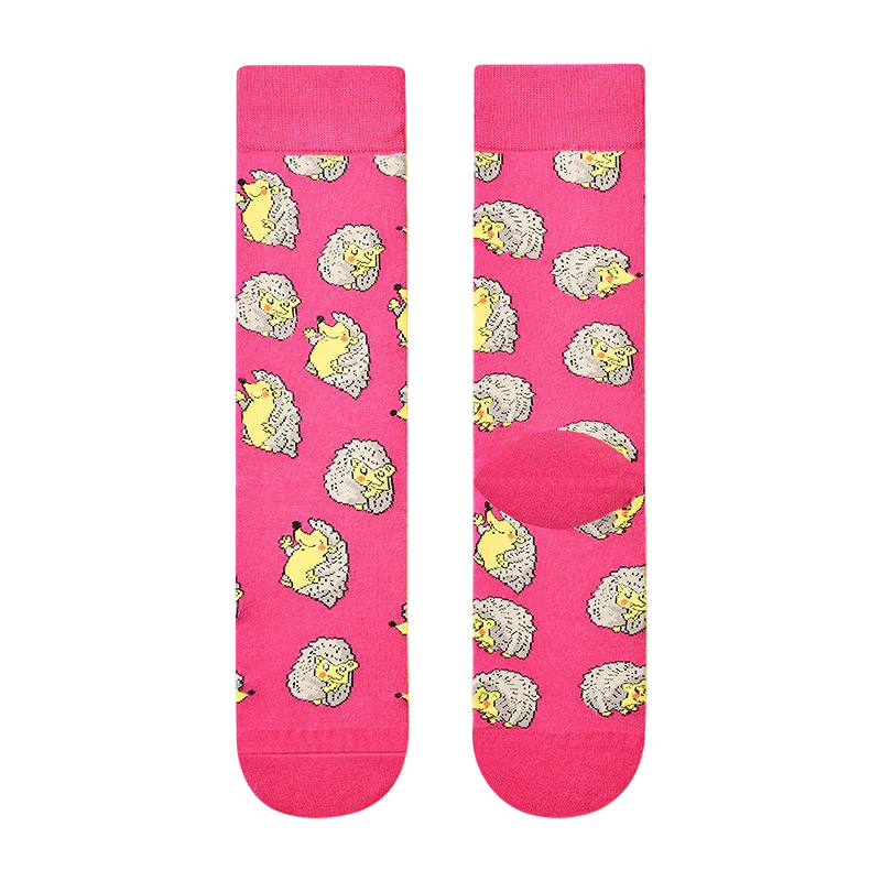 Women’s Offbeat Cartoon Long Socks – Straight-Leg Cotton-Blend Everyday Socks