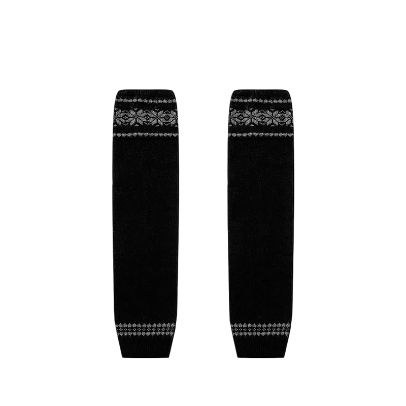 Women’s Gray Fair Isle Snowflake Leg Warmers – Slouchy Winter Boot Cuffs