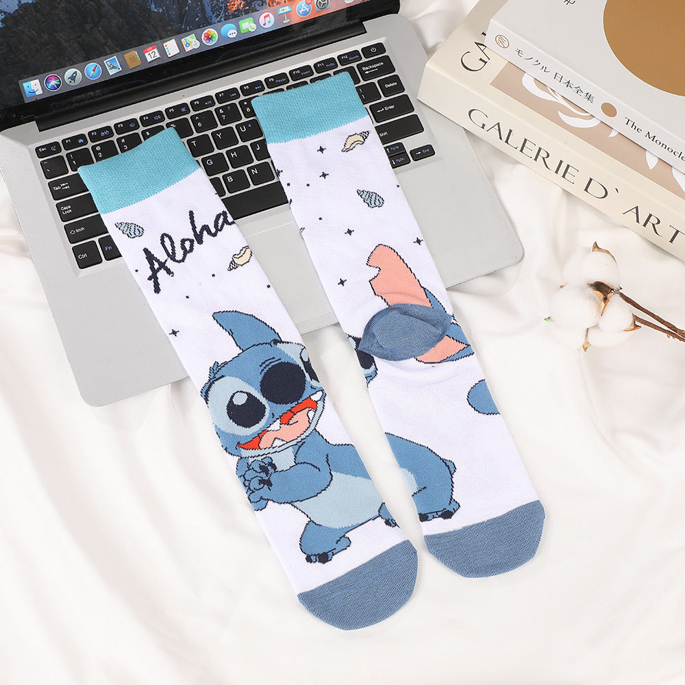 Unisex Character Print High-Crew Socks – Cute Cotton-Blend Streetwear Socks