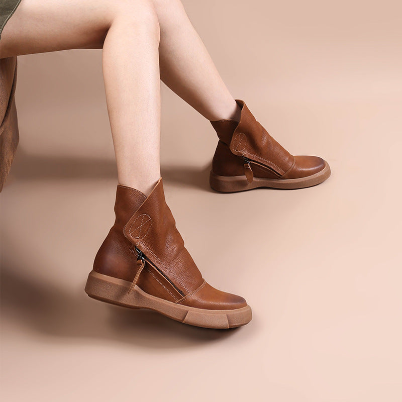Women’s Leather Side-Zip Ankle Boots