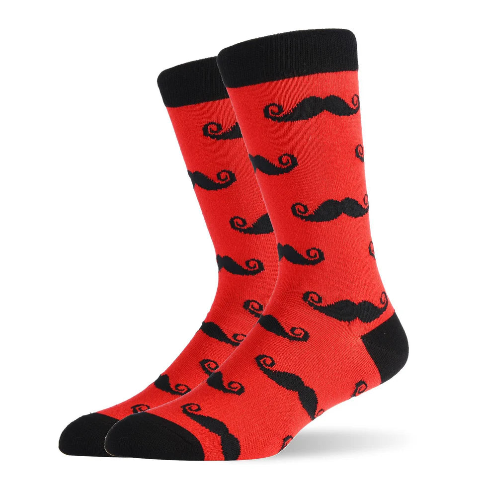 Men’s Mustache Sea Creature Long Socks – Fun Cold Weather Crew Socks