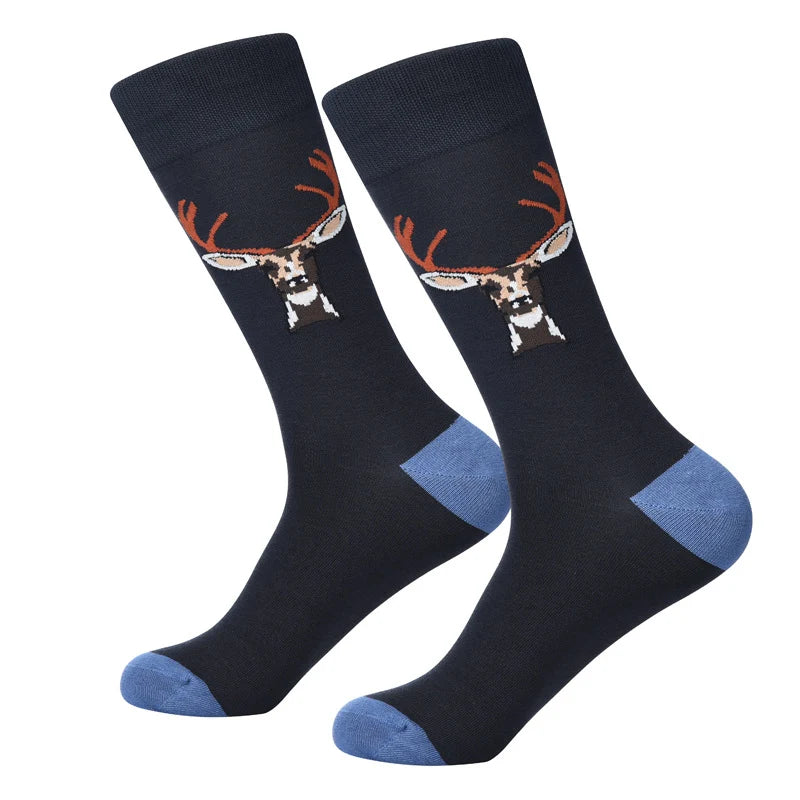 Men’s Hand-Drawn Graphic Mid-Calf Socks – Comfortable Seamless-Toe Streetwear Socks