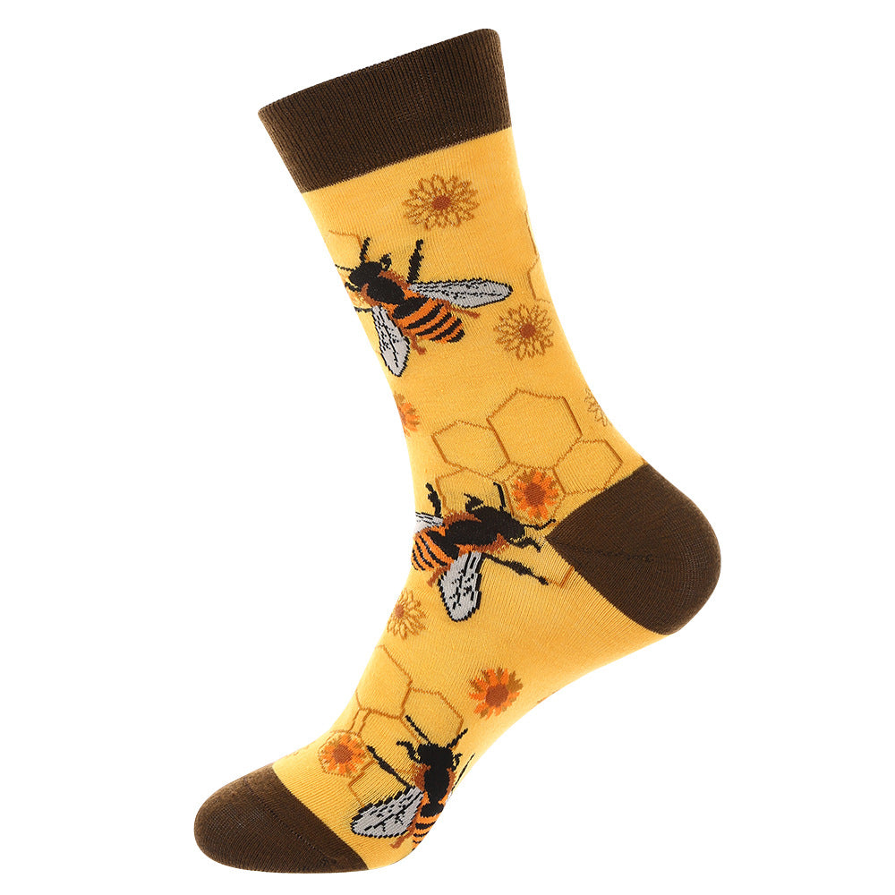 Unisex Wildlife Graphic Crew Socks – Streetwear Cotton Socks for Fall Winter