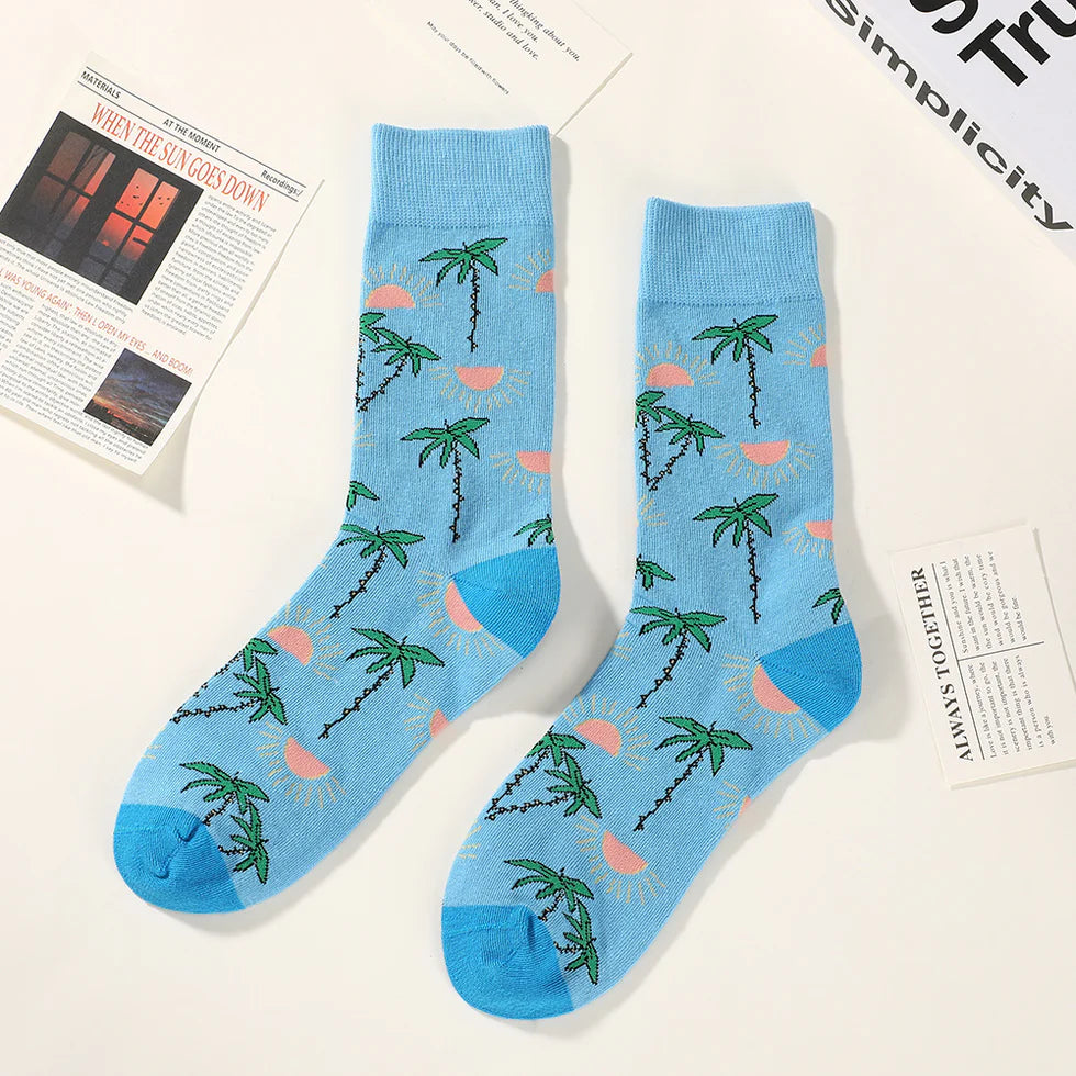 Unisex Whimsical Print Mid-Calf Socks – Lightweight Breathable Everyday Socks
