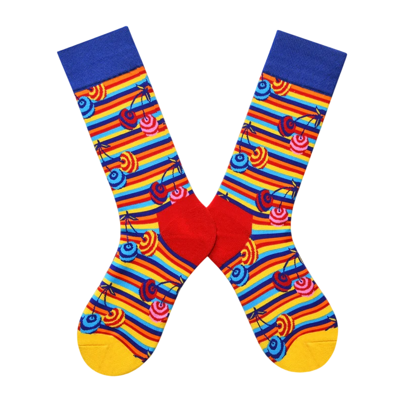 Women’s Geometric Forest Creature Crew Socks – Playful Nordic-Style Fashion Socks