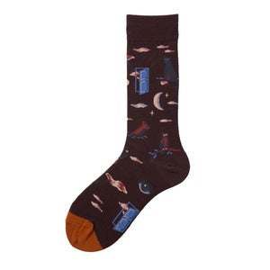 Women’s French-Inspired Face Mismatched Crew Socks – Korean-Style Couple Socks